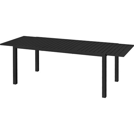 Table de jardin extensible aluminium noir 180-240x94x73cm