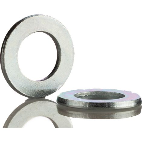 Rs Pro – Rondelle plate M16 – Acier galvanisé brillant – Diamètre extérieur 30mm – Épaisseur 3mm – Sachet de 50 unités (1/2)