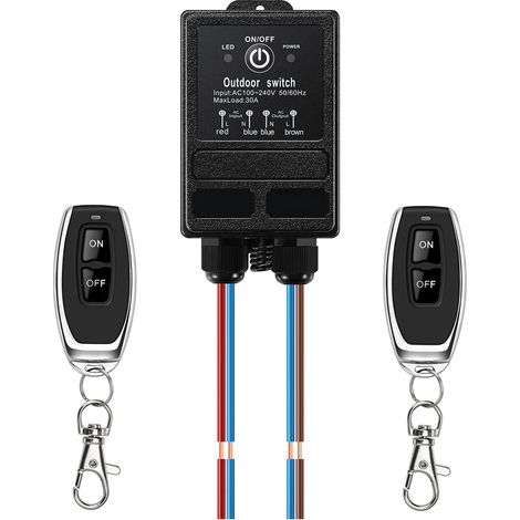 Impermeabile commutateur a distance sans fil,AC 110V/220V/230V/240V RF commutateur a telecommande,30A relais avec 328ft de long rayon (1/5)