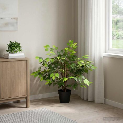 vidaXL Pianta Ficus Artificiale Verde 73 x 16 x 60 cm Tessuto e Legno (1/5)