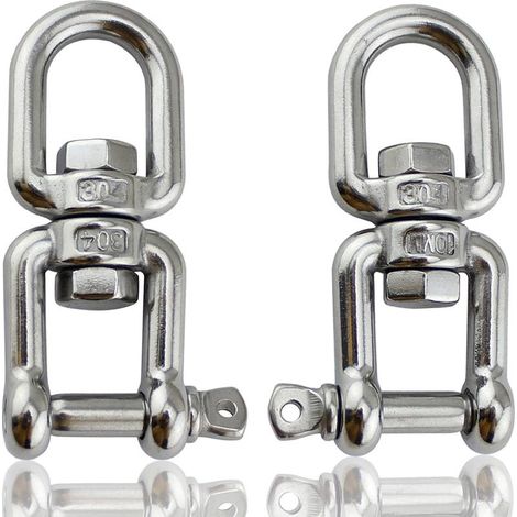 Lot de 2 manilles de levage M8 en inox, anneau pivotant œil à œil, pour chaise suspendue, sac de sable, pêche et alpinisme (1/5)