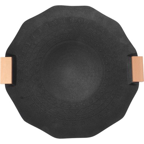 Poêle à griller portable antiadhésive et sans fumée pour barbecue, avec poignée, motif géométrique noir, 35 cm (1/5)