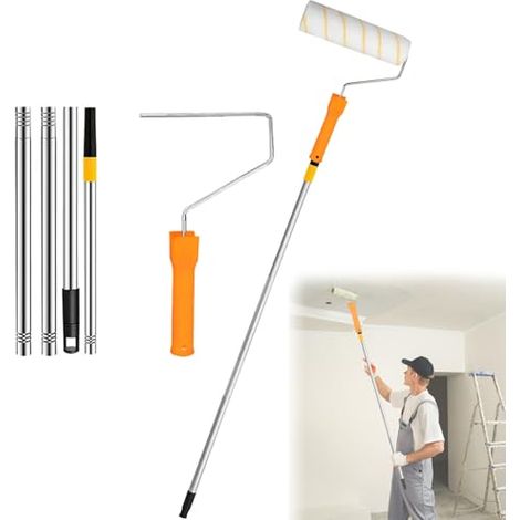 Farbroller mit verstellbarem Teleskopstiel 30–120 cm – Wand- und Decken-Malerset – langes Werkzeug für Hausrenovierung und Heimwerker