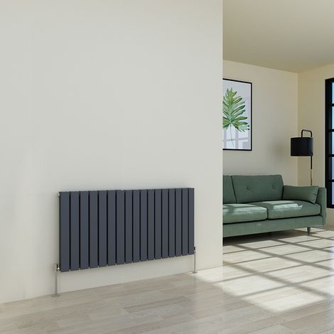 Warmehaus Flat Radiator Anthracite Horizontal Double 600x1156mm