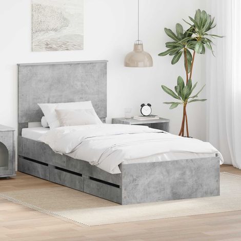 vidaXL Bettrahmen mit Kopfteil Beton Grau 75 x 190 cm Ingenieurs Holz (1/5)