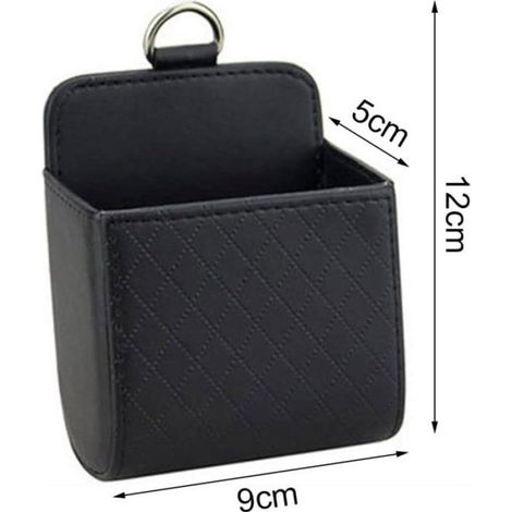 Organisateur de Grille d'Aération Voiture, Rangement Suspendu 9x5x12 cm, Support Téléphone Clés Lunettes Noir (1/4)