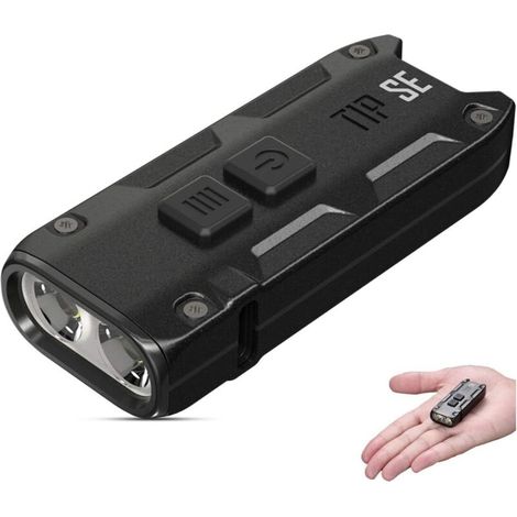 Mini Flashlight - 700 Lumens LED - USB C Rechargeable - Keychain Torch - IP54 Waterproof with 4 Modes ([ BLACK ])