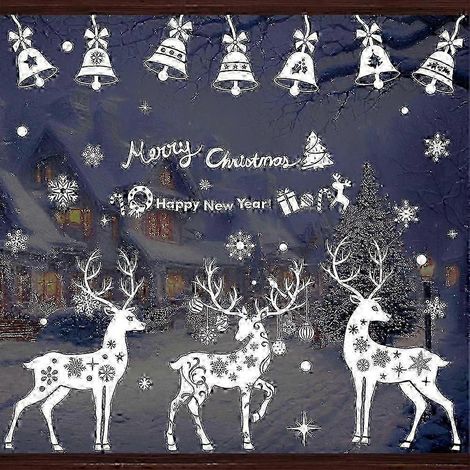 Feuille d'autocollants de Noël pour fenêtre, autocollant de Noël, décoration de fenêtre de Noël, autocollants de Noël électrostatiques, décoration extérieure Ch (1/4)