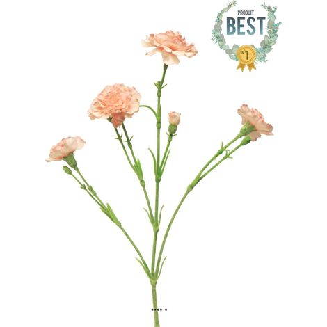 Oeillet artificiel en tige, 4 ramures, H 62 cm Rose pâle - BEST - couleur: Rose pâle