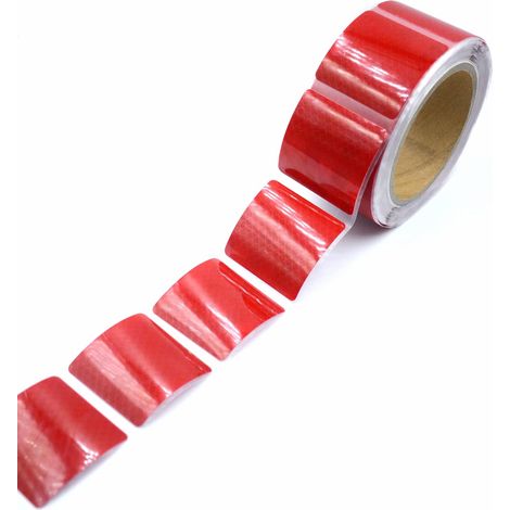 Ruban réfléchissant rouge de 10 m, ruban de sécurité étanche pour voitures, remorques, bateaux et véhicules, 5 cm x 5 cm (rouleau de 10 m, rouge) (1/5)
