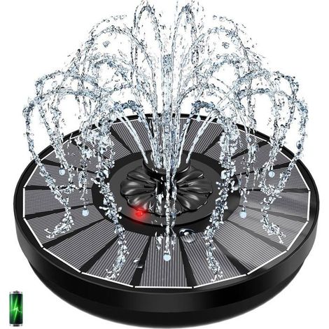 Fontaine solaire flottante 1 unité Verre et plastique Pompe avec LED et 8 buses Pour bassins et abreuvoirs à oiseaux (1/5)