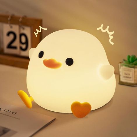 Veilleuse LED canard mignon en silicone sans BPA – Rechargeable 1200 mAh – Autonomie 16 à 56 heures – Modes doux et fort (1/5)