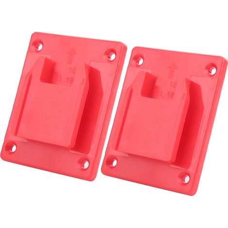 Lot de 2 fixations murales compatibles avec l'outil électrique Milwaukee M18 18 V/20 V (rouge). (1/5)