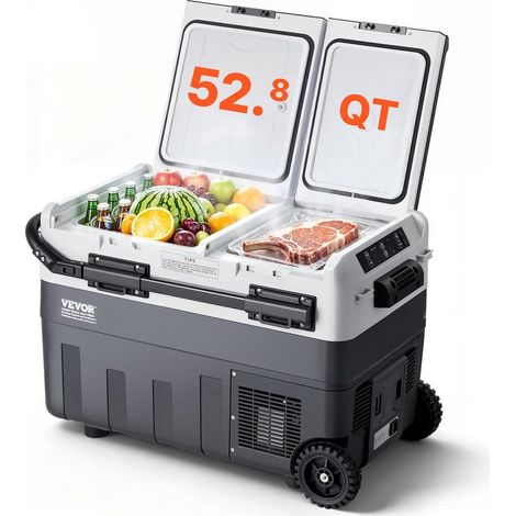 Réfrigérateur de voiture portable, réfrigérateur 12 volts, congélateur portable 50 L à double zone, température réglable, refroidiss (1/5)