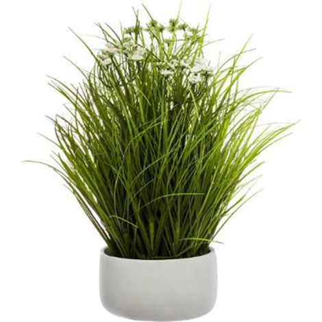 Plante Artificielle en Pot "Herbes Folles" 40cm Blanc (1/2)