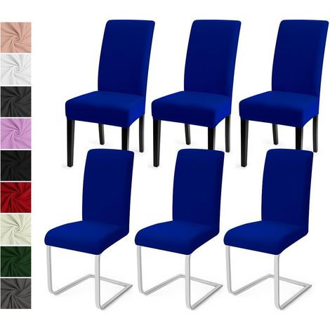 Stuhlhussen 6er Set Blau, Stretch Spannbezüge für Esszimmerstühle, Waschbar (1/5)