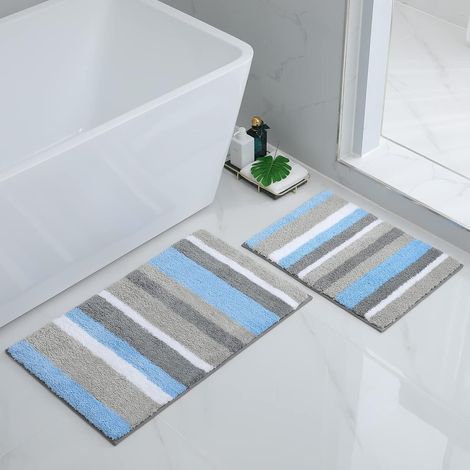 Set of 2 Bath Mats, Soft Microfiber, Absorbent, Non-Slip, Washable, For Bathroom (1/5)