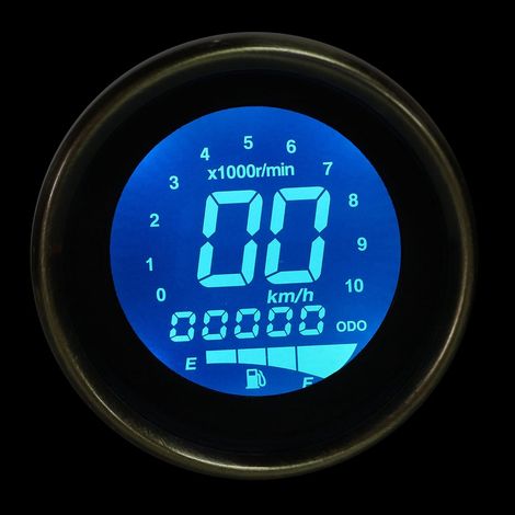 Hintergrundbeleuchteter LCD-Motorradtacho, Kilometerzähler, Drehzahlmesser, vergoldetes Messinginstrument, Universalanzeige (1/5)