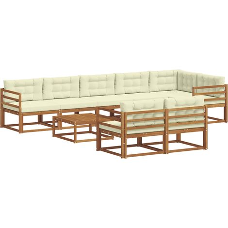 Outdoor Sofa Set with Cushion 9 pcs Natural and Cream vidaXL (1/5)