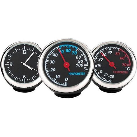 Horloge électronique automobile, horloge mécanique lumineuse, thermomètre, hygromètre, aiguille à noyau en acier pour voiture (horloge, hygromètre et thermomètre)