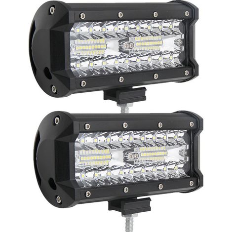 Lot de 2 barres LED 7 pouces, 12 V, 12 000 lm, phares de travail tout-terrain étanches IP67, faisceau combiné pour voiture, bateau, camping-car, camion 4x4 (1/5)