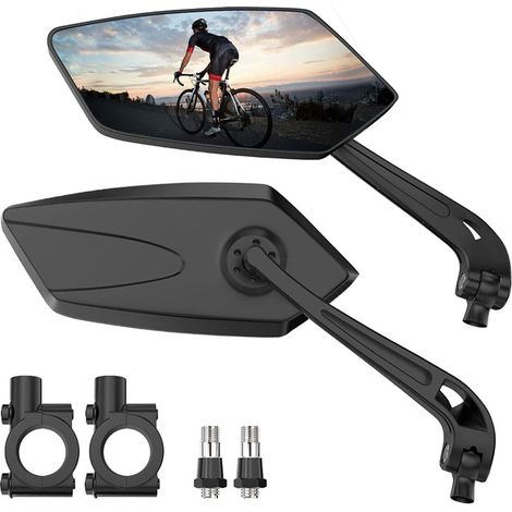 Juego de 2 espejos retrovisores para manillar de bicicleta, espejos retrovisores de seguridad ajustables 360° para bicicletas, versión HD (1/3)