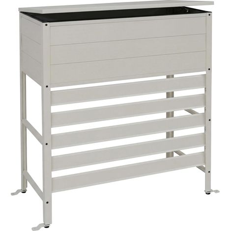 Cache en aluminium pour climatisation/échangeur thermique HHG-561, couvercle de coffre de rangement 110 x 96 x 43 cm, gris-blanc