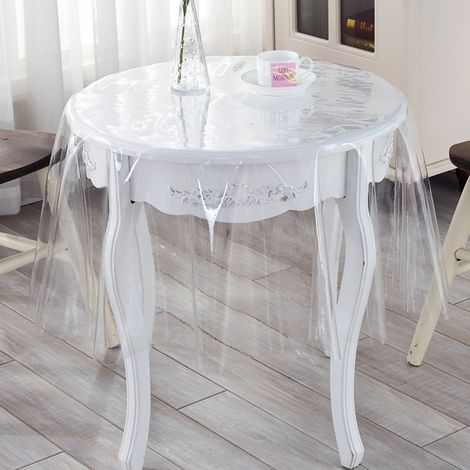 Protège-nappe rond en vinyle PVC transparent de 90 cm, épaisseur 0,25 mm.