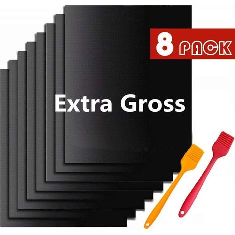 Tapis de barbecue antiadhérent réutilisable 33x40cmLot de 8Compatible avec charbon, gaz, électriqueTempérature max 260°F (1/5)