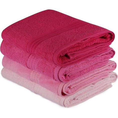 Set aus 4 Badetüchern - 70 x 140 cm - Rosa (1/3)