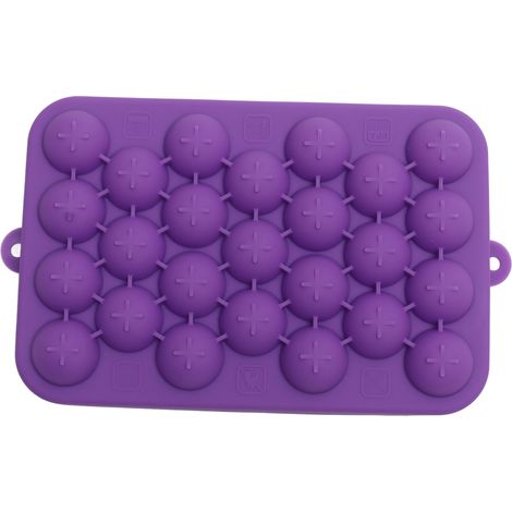 Moule à glaçons à 25 alvéoles, démoulage facile, moule en silicone pour glaçons sphériques, mini moule à glaçons ronds avec couvercle, violet (1/5)
