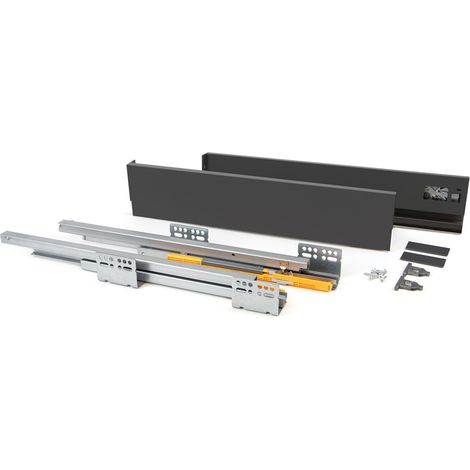 Emuca Cassetto esterno Concept 30kg, altezza 138mm, profondità 400mm, Acciaio, Grigio antracite