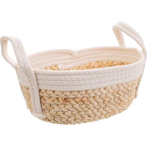 Cesto blanco de cuerda trenzada 32x21x12 (1/5)