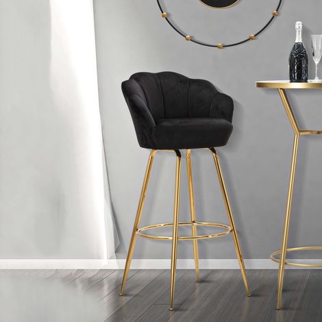 Sitzhocker Tequis, Samtbezug, Gepolstert, Sitzfarbe Schwarz, 55x53x110h cm Schwarz (1/5)