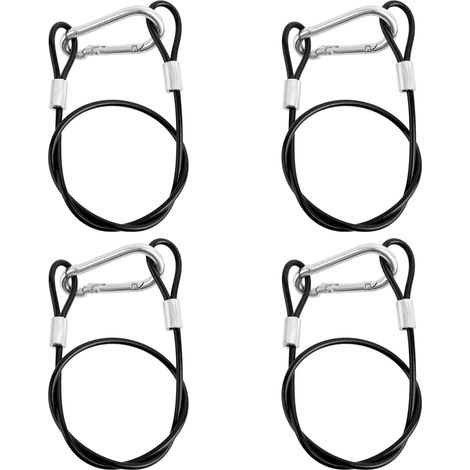 Câbles de Suspension - Lot de 4 - Acier Zingué et PVC - Sangles Flexibles avec Mousquetons - Pour Mangeoires et Jardinières - Noir 46 cm (1/5)