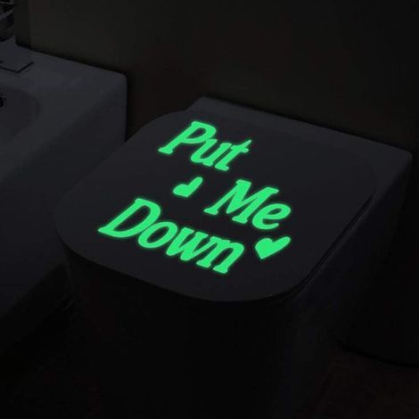 Autocollant de toilette lumineux Put Me Down, citation murale en vinyle, sparadrap muraux, décoration de maison, Durable et pratique (1/3)