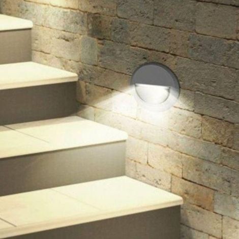 3W 220V 120° LED-Wandleuchte IP44 – 270 Lumen – Treppenbeleuchtung für den Innen- und Außenbereich – Rundes, weißes Design (1/2)
