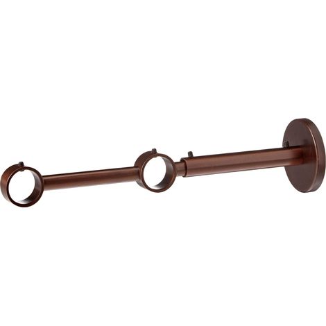 Support de tringle à rideaux double en métal – Finition bronze foncé – Installation facile sans perçage – Compatible PVC, bois, aluminium – Ateliers 28
