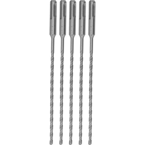 Lot de 5 forets à percussion à pointe carbure, 2 goujures, pour brique et béton, 210 mm, 5 mm / 0,2 po (1/5)