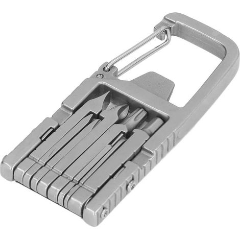 Multitool porte cles douze en un pliable en acier inoxydable avec tournevis outil de poche cadeau pour homme decapsuleur (1/5)