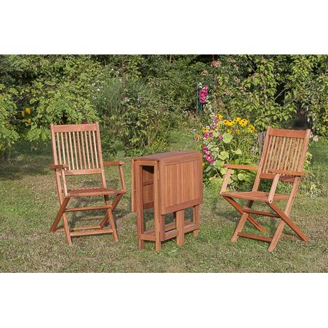 Rio Set 3tlg 2 Sessel Klapptisch 107x65cm Eukalyptus