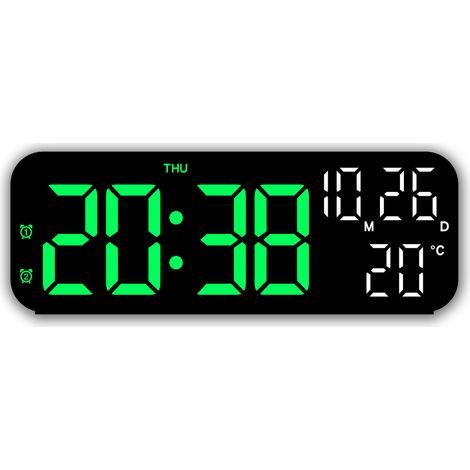 Einfacher elektronischer Wecker, multifunktionale LED-Uhr für den Heimgebrauch - grünes Licht (schwarzes Gehäuse)