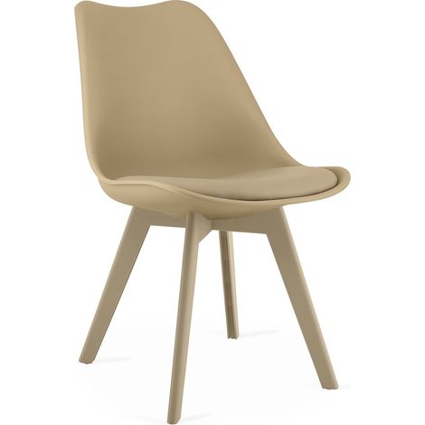 Sedia Mark in polipropilene beige con cuscino in ecopelle (1/5)