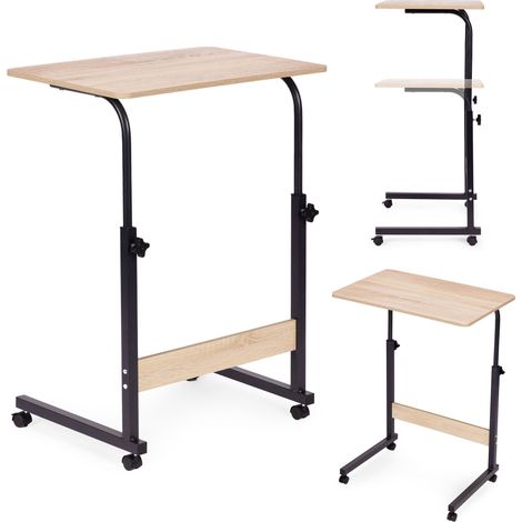 Mesa de escritorio móvil para portátil, altura ajustable, MDF, ruedas. (1/5)