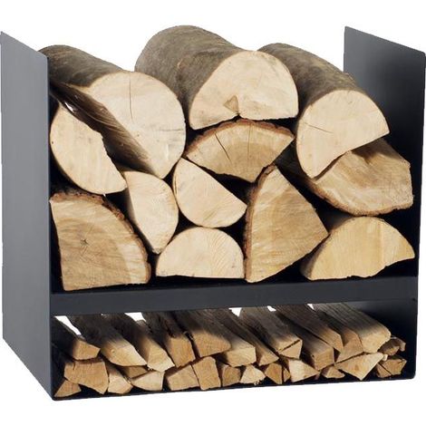 Rack à bûches en acier noir 45x30x40 cm – 2 compartiments de rangement – Fabrication européenne – Pour bois dur et teck – Farmcook (1/7)