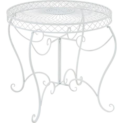 Mesa de jardín balcón terraza diseño rústico altura 69 cm en metal blanco 100004008 (1/5)