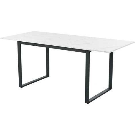 Mesa de comedor extensible 140/180 x 80 x 75 cm MDF efecto mármol y metal (1/5)