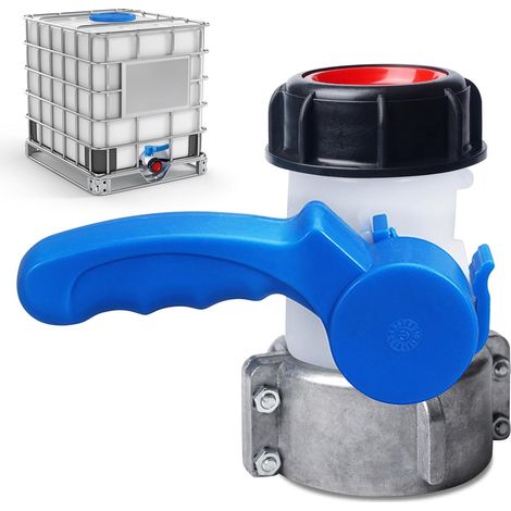 Vanne Cuve 1000l Plastique, Vanne pour Cuve DN40 62 mm, Adaptateur Cuve 1000l, Adaptateur IBC, IBC Adaptateur Universel, pour Robinet de Vidange, Citerne de Pluie, Bidon, Réservoir à Eau (1/5)