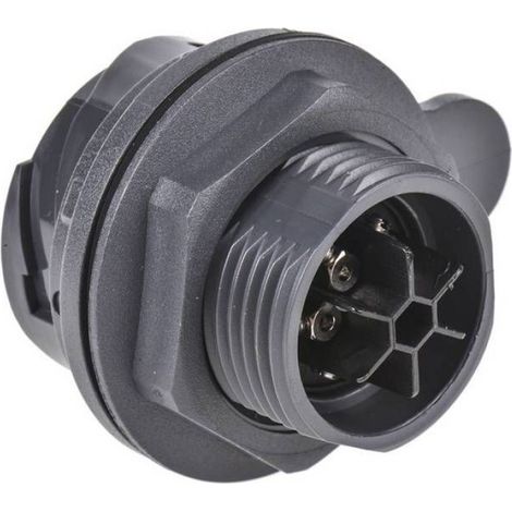 Connecteur Industriel Mâle - Buccaneer 7000 - 6 Pôles - 600 V - Montage Vis - Angle 180° - Diamètre Trou 30 mm - Noir - 1 Pièce (1/3)
