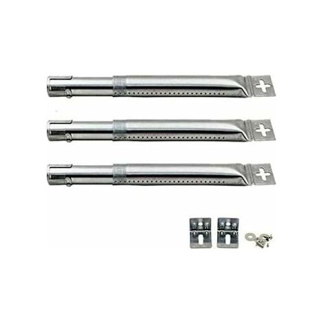Lot de 3 brûleurs de rechange en acier inoxydable, réglables de 30 à 43 cm. Compatibles avec la plupart des barbecues à gaz, couleur argent.